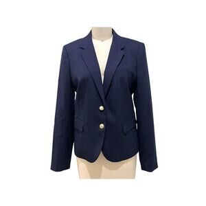 J Crew Original School Boy Blazer Womens 6 Navy Blue Gold Button Wool Blend